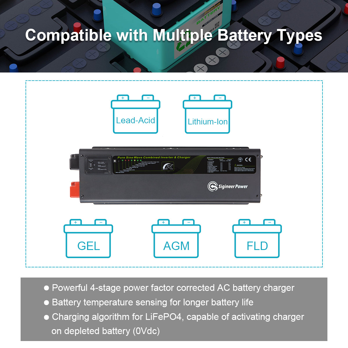 3000 Watt Inverter Charger 48 Volt to 110V 120Vac Pure Sine Wave | APC3048NC