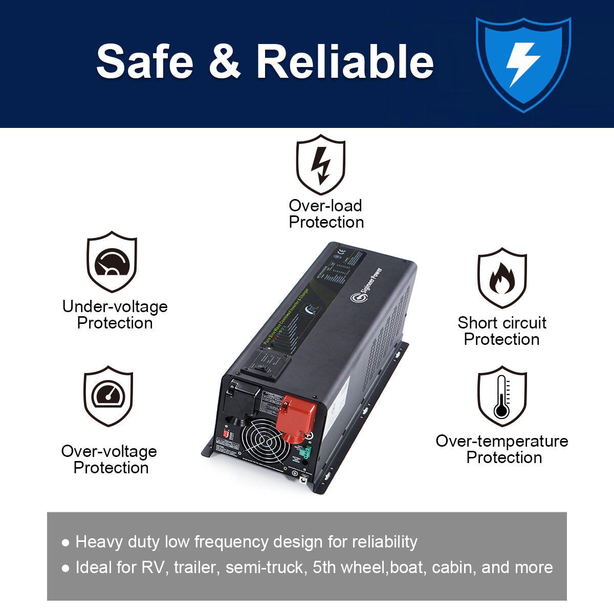 3000 Watt Inverter Charger 48 Volt to 120V 240V Split Phase Pure Sine Wave | APC3048D