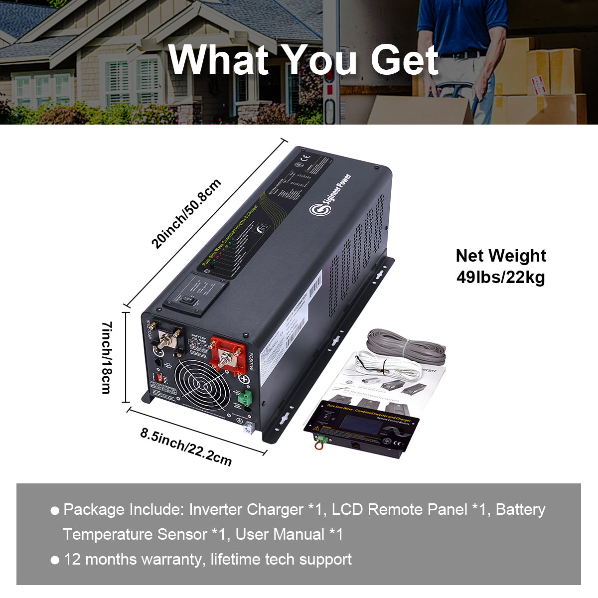 3000 Watt Inverter Charger 48 Volt to 120V 240V Split Phase Pure Sine Wave | APC3048D