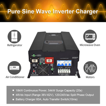 18000 Watt 48V Pure Sine Wave Inverter Charger 120V / 240Vac 110V / 220V